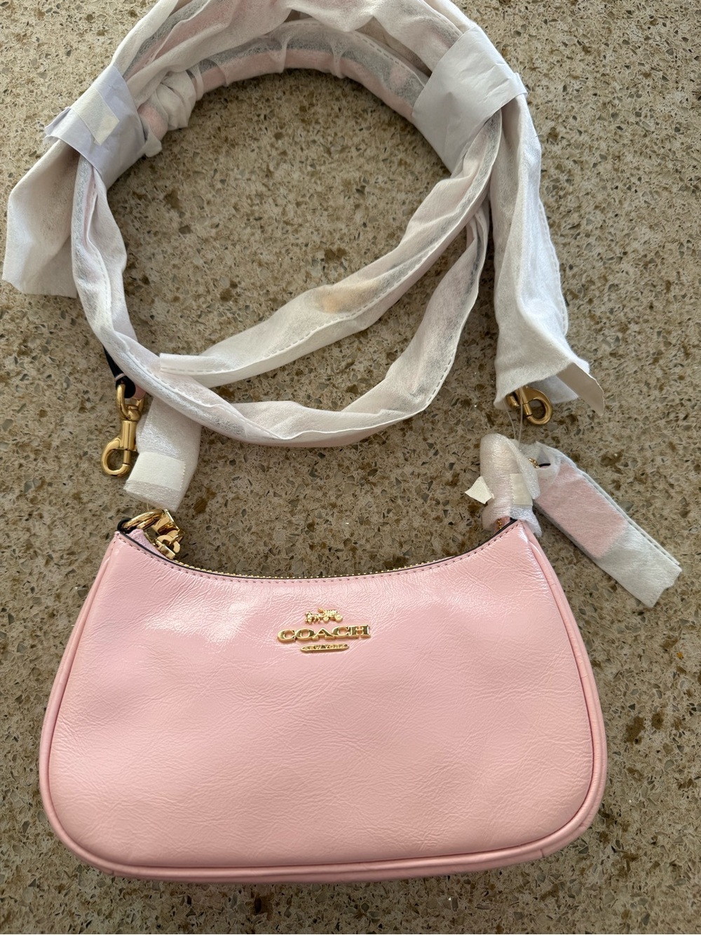 Coach Pink Leather Mini Shoulder Bag with Gold Hardware